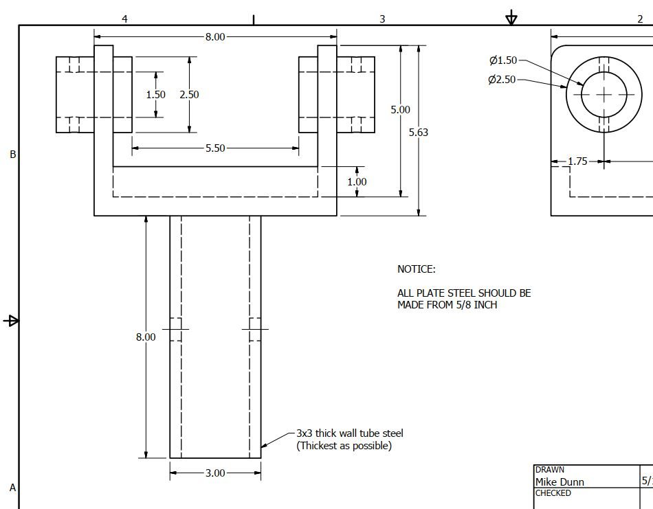 Dimensioned fabrication drawing