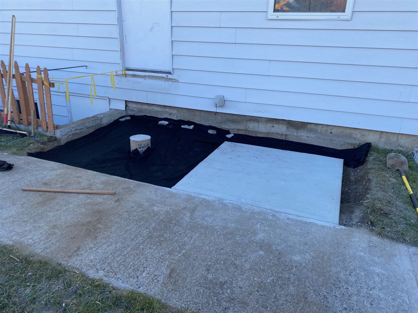 Freshly poured concrete pad