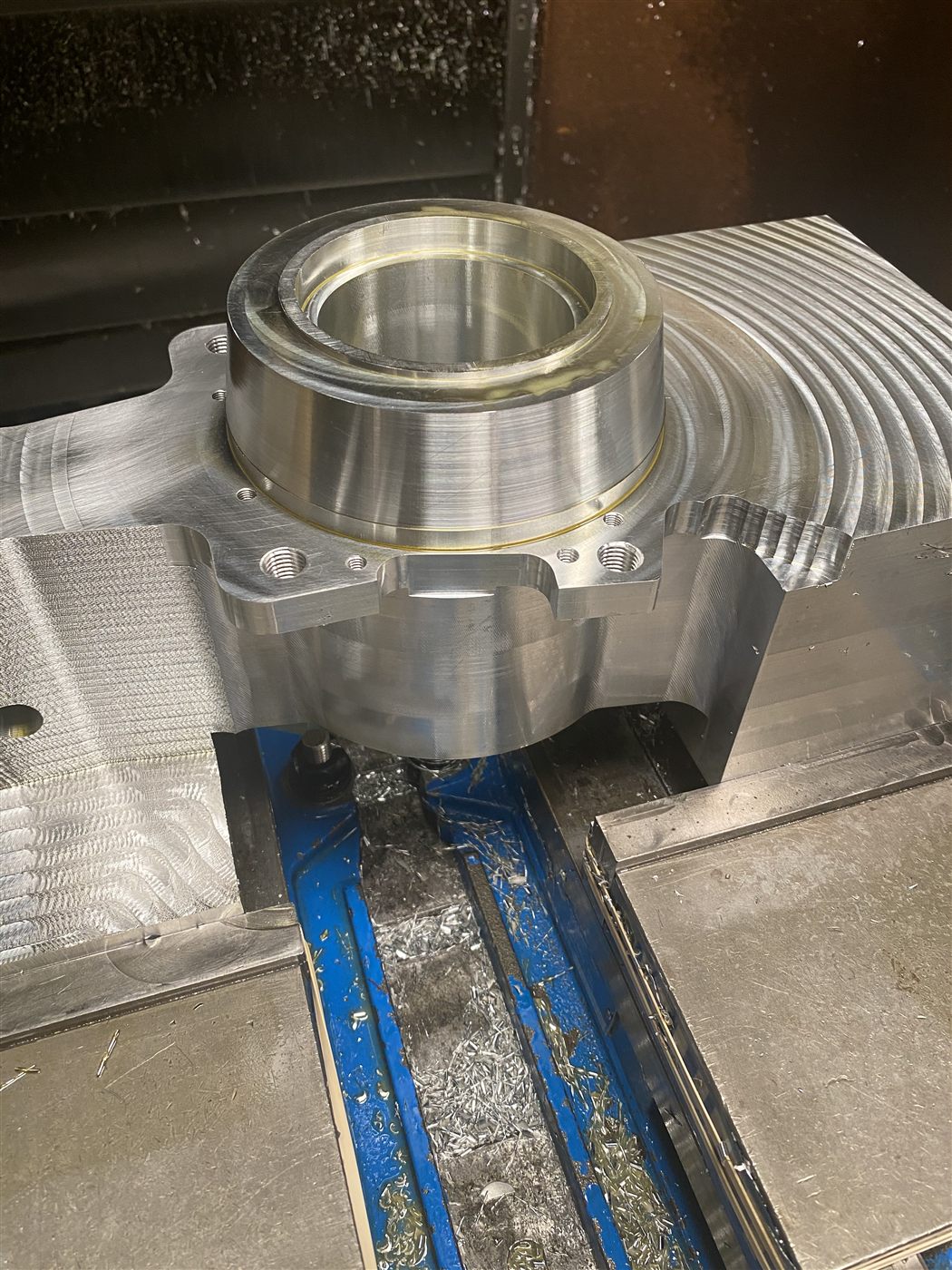 Billet aluminum suspension upright on a CNC mill